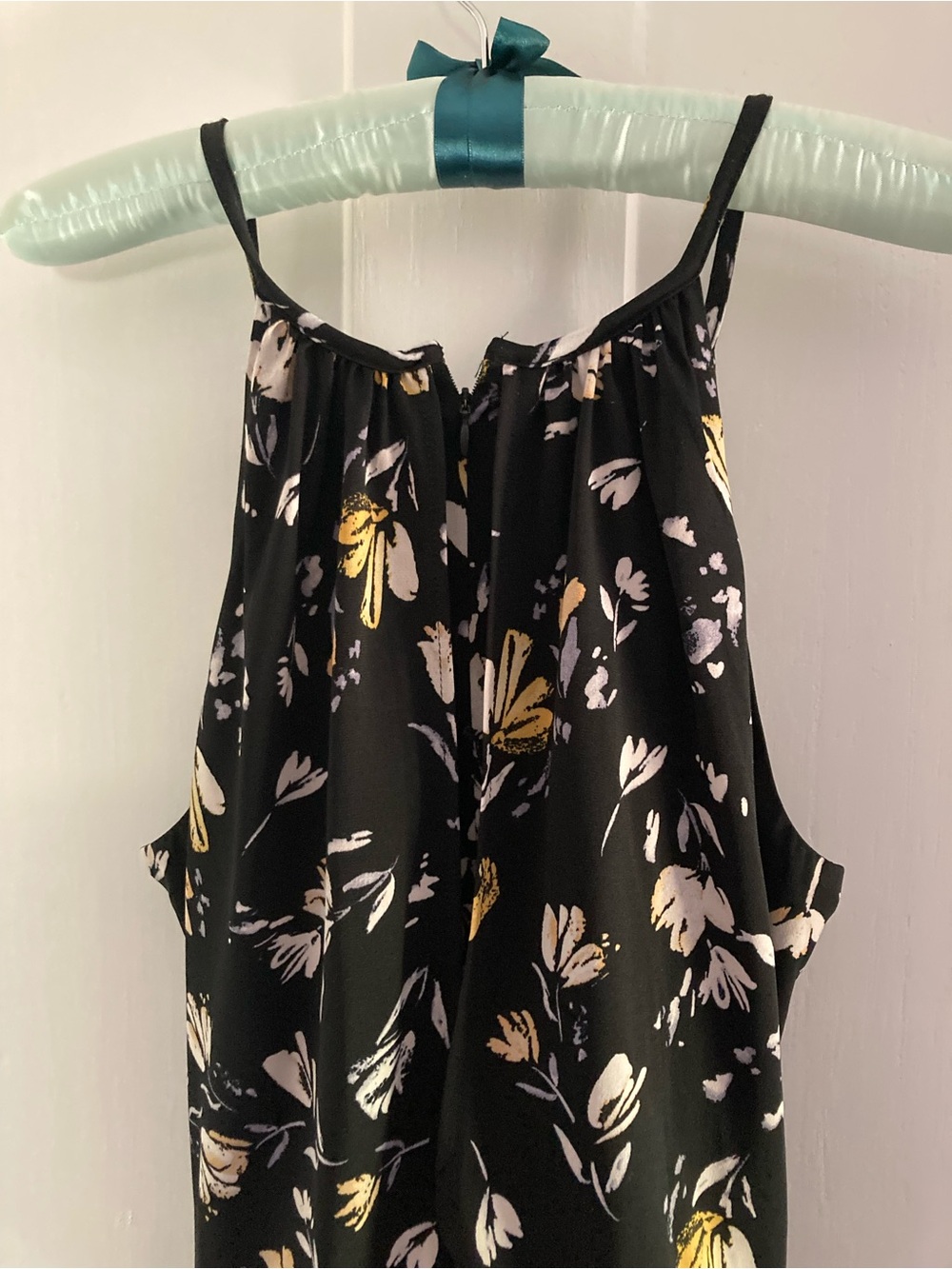 London Times Black Jumpsuit with Yellow & White Floral Print - Picture 3 of 4